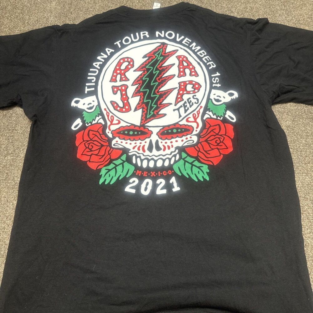 Grateful Dead Tijuana Tour Shirt 2021 Steal Your Face Skull Mexico Men L Black